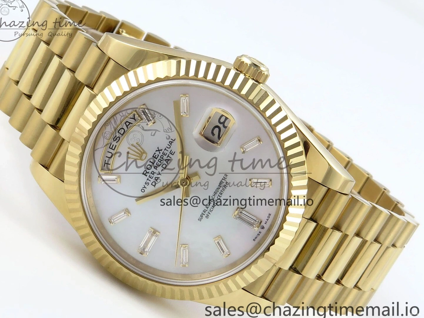 MiroTime 1219 Day Date 40 YG 228238 Noob 1:1 Best Edition White MOP Crystal Dial on President Bracelet A2836 (Gain Weight) Breathable 804